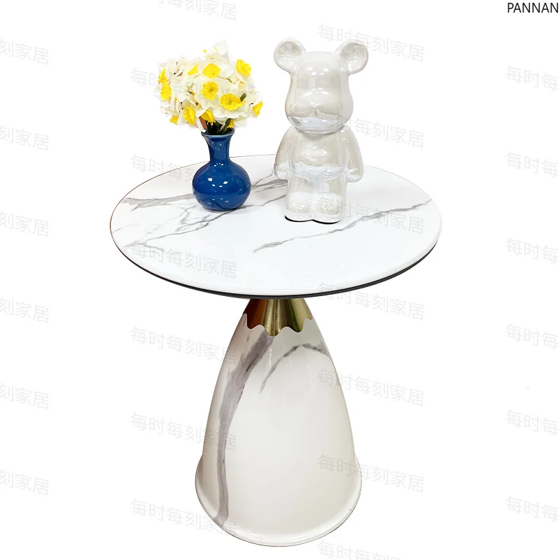 

Italian round marble coffee table living room light luxury modern versatile round table tea table