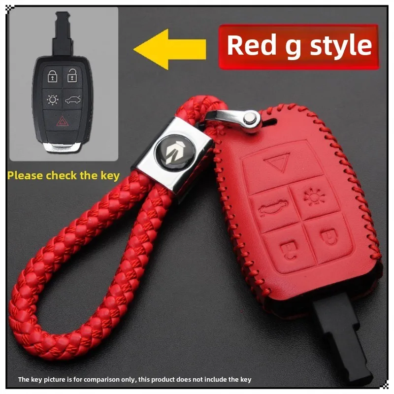 

For 06-12 Old Volvo S40/C30/C70 Plug-in Leather Car Key Case Car Key Case Key Case Car Parts Hand Sewn Keys Cases Red