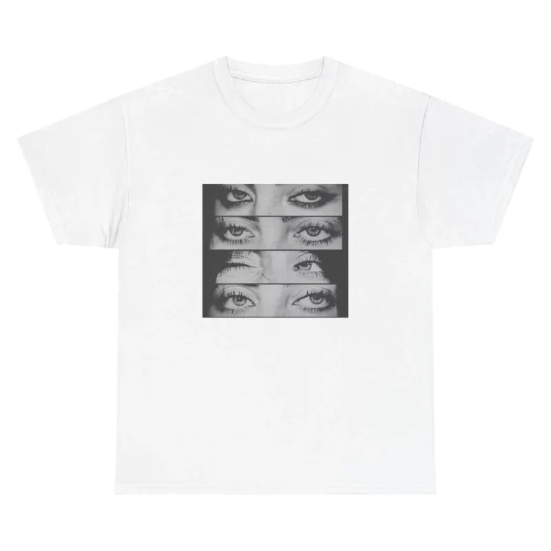 Unisex Grunge Film Strip Billie Eilish T-shirt Men's Pure Cotton Round Neck Short Sleeved Y2K Aesthetic Music Pattern Casual Top
