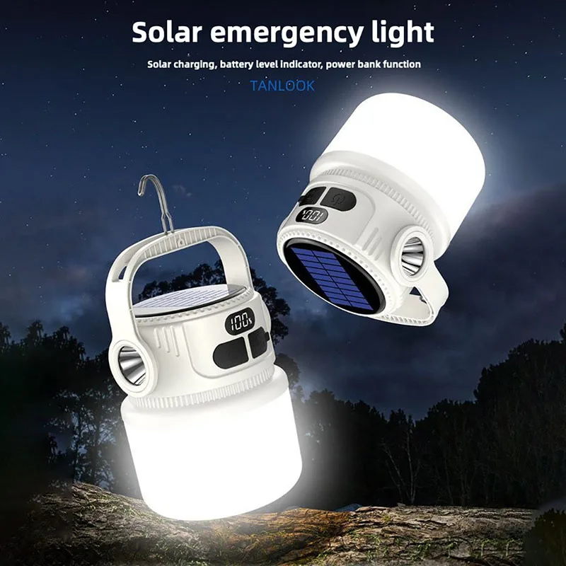 Solar Outdoor Camping Lamps Ultra-Long Battery Life Multi-Functional Portable Lamps USB Rechargeable Lighting Lamps Flashlights
