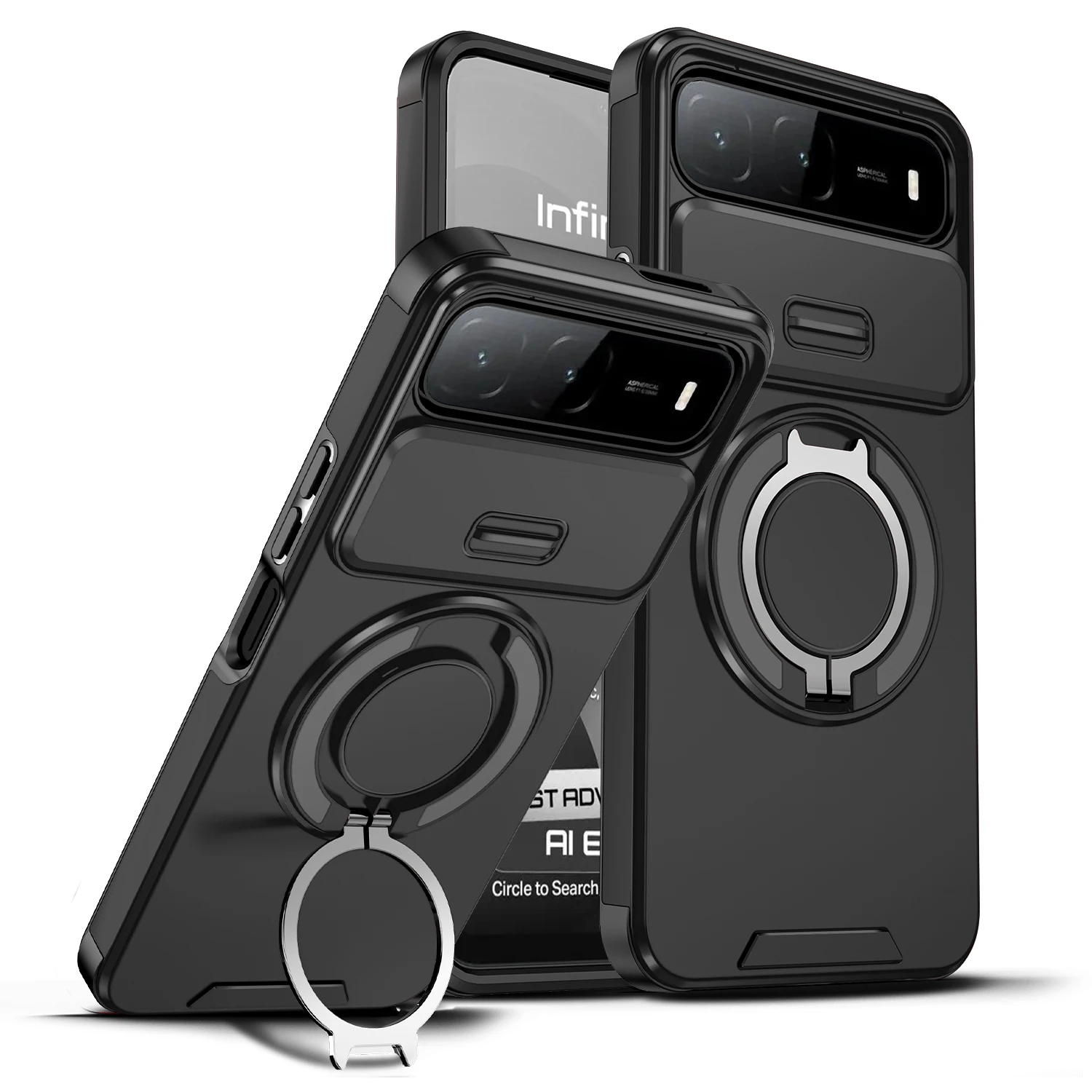 Étui robuste pour Tecno Spark Go 5G 2025 et Tecno Spark 40 5G avec support magnétique et protection coulissante pour appareil photo