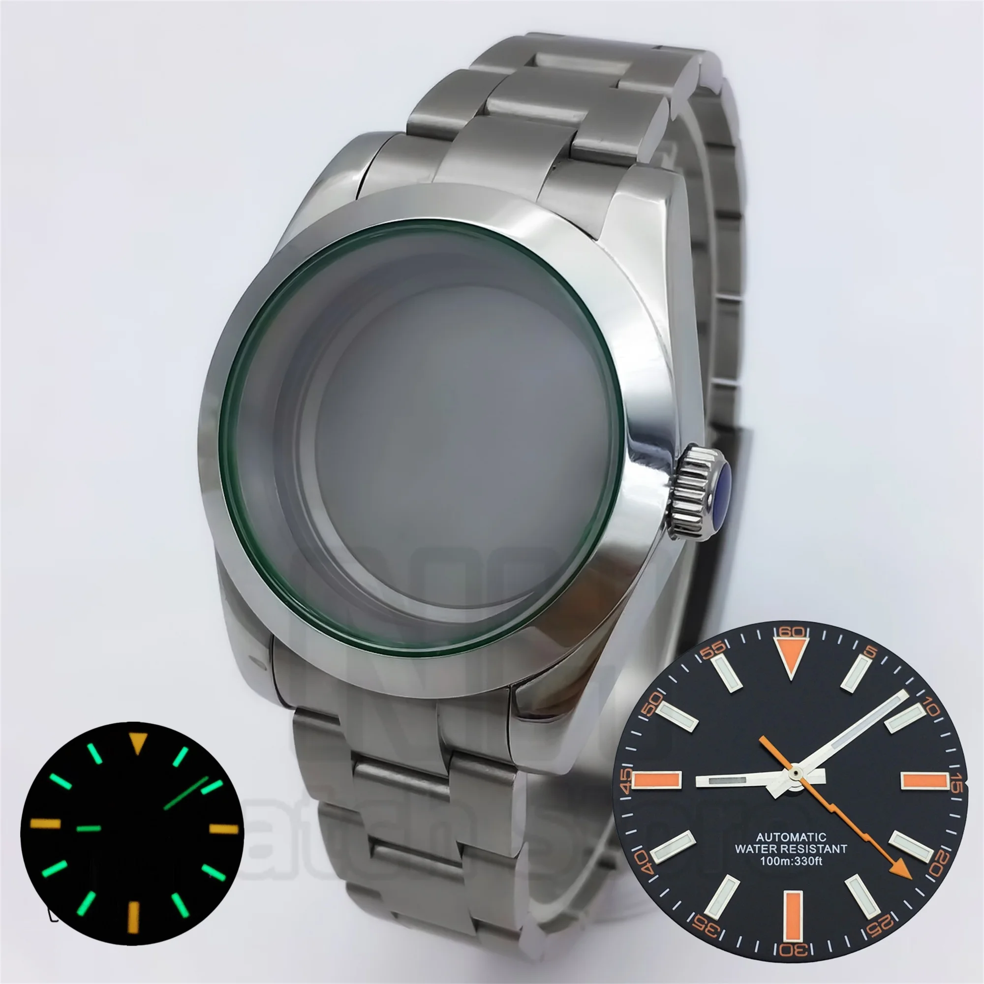 36mm 39mm MILGAUSS Style Polished Case Sapphire Glass Black Dial Lightning Hands Fit NH34 NH35 36 Miyota DG ETA PT5000 movement