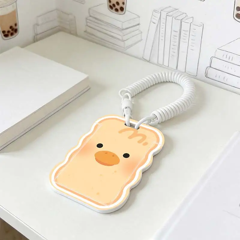 Cards Cover for Stretchable Spring Cord Kpop Photocard Holder Student Bus/Meal Card Protection Case Photo Protector