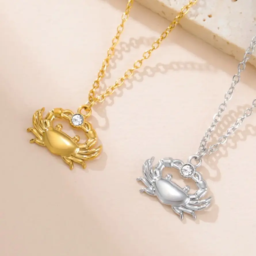 Unift Boho Ocean Style Sea Crab Necklace for Women Stainless Steel Gold Color Aesthetic Fashion Beach Summer Jewelry Gift New