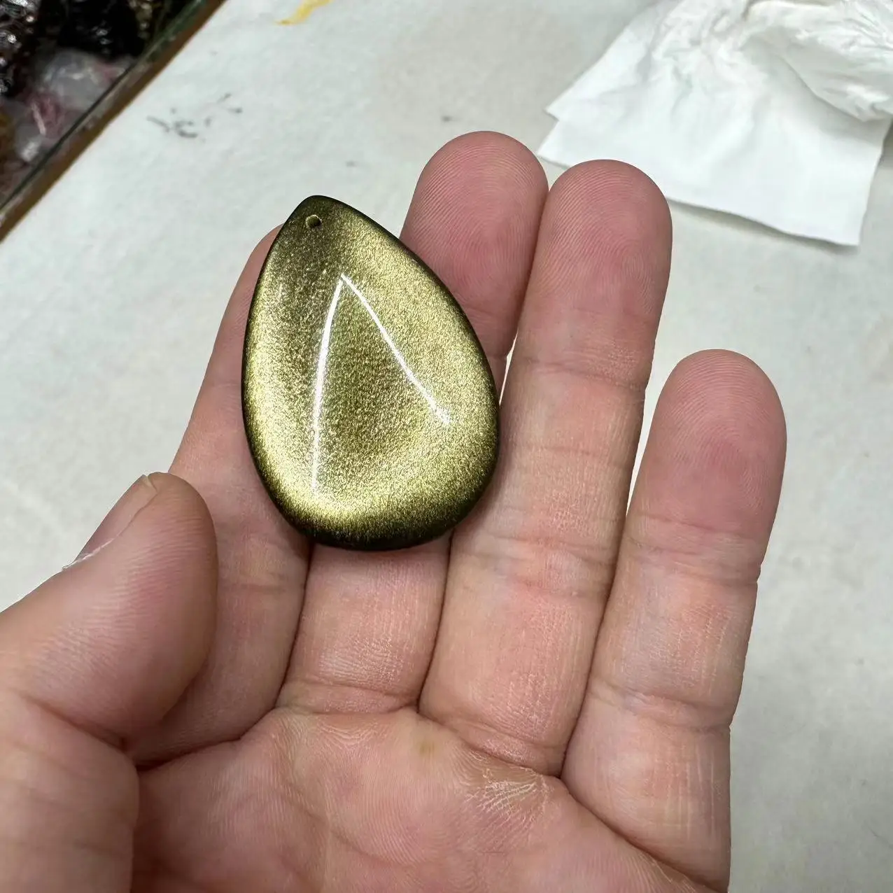 Golden Obsidian Pendant Drop Shape Natural Gemstone Jewelry For Women For Men For Gift Wholesale !