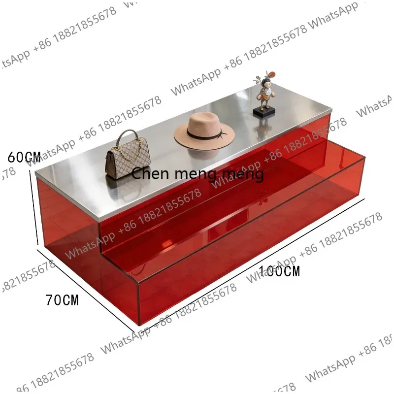 A74Clothing store, shoe and bag jewelry display table, display island, stainless steel display stand