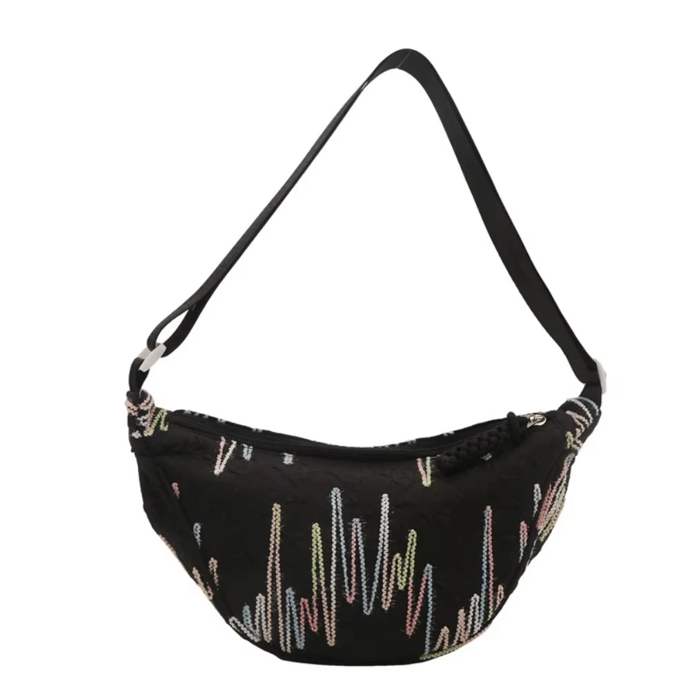Women's Fashion Nylon Crossbody Bag Vintage Solid Color Messenger with Colored Shoulder Strap Bucket Style image 6
