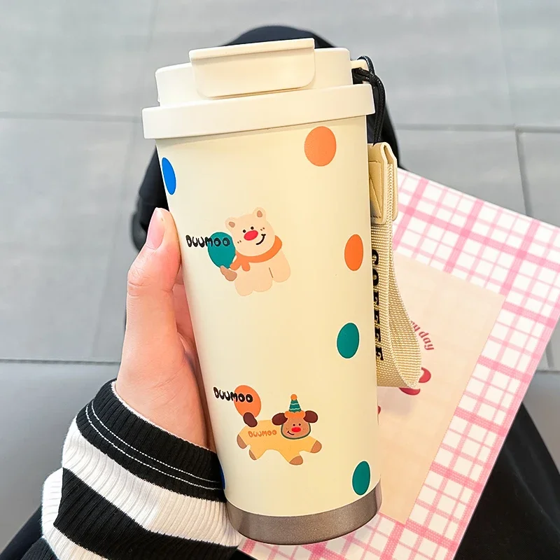 Thermos cup for girls 2024 new high-value 316 stainless steel double drinking cup office straw coffee cup