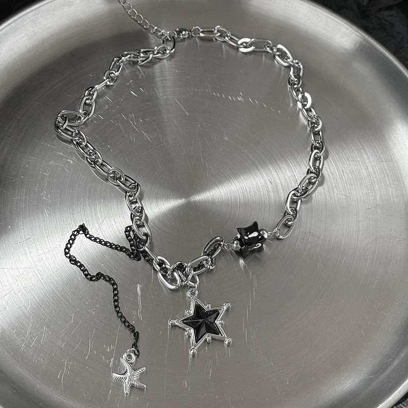 Punk Edelstahl Stern Geometrie Anhänger Halskette für Männer Hip-Hop Elemente Schmuck