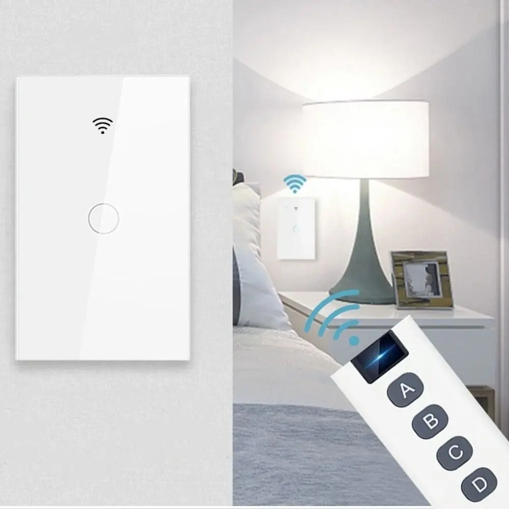 

US Plug WiFi Smart Light Switch Single Open App Control LED Light Switches Touch Control Remote Control Wall Switch