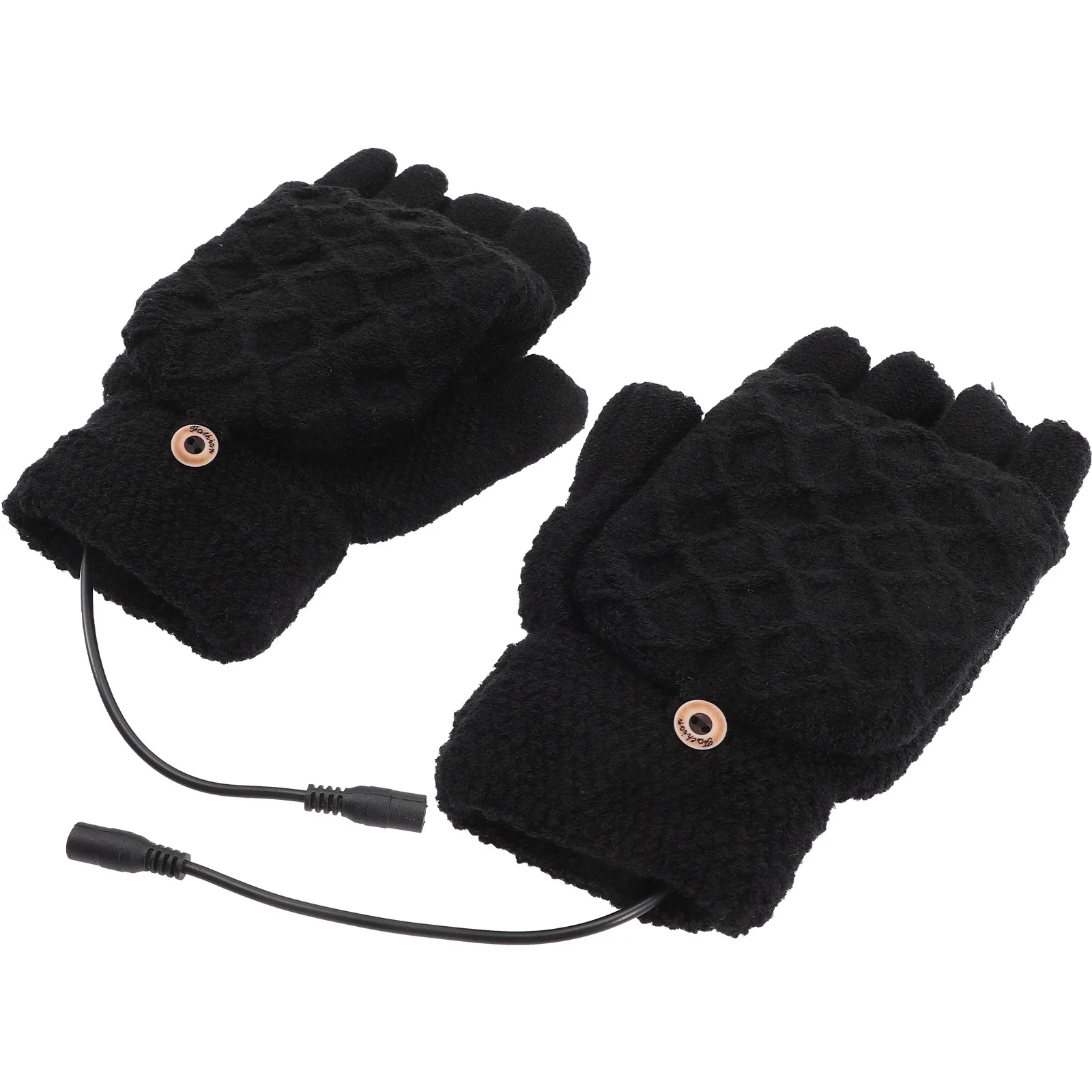 

Heated Fingerless Gloves Heating Mittens Usb Winter Thermal Mitts Black for Outdoor Bike Double-sided