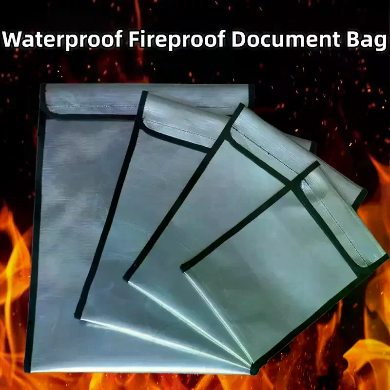 Heat-resistant Document Safe Bag, Waterproof & Fireproof Pouch Large Capacity Storage for Important Papers