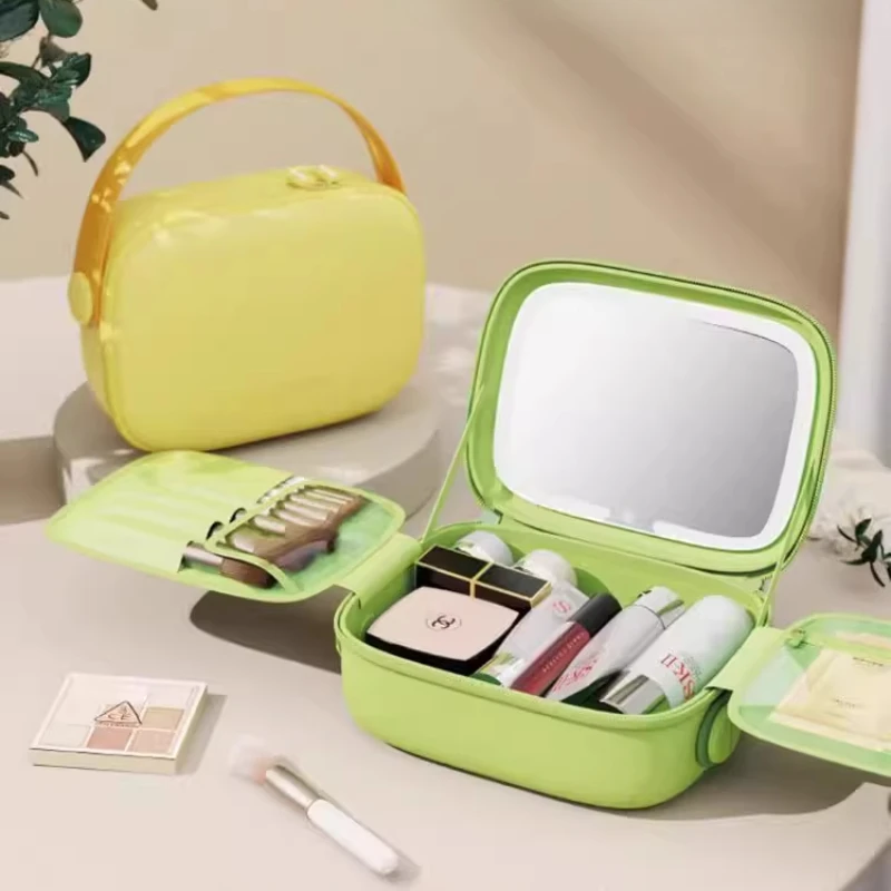 

Smart LED light cosmetic bag with mirror for women portable travel waterproof