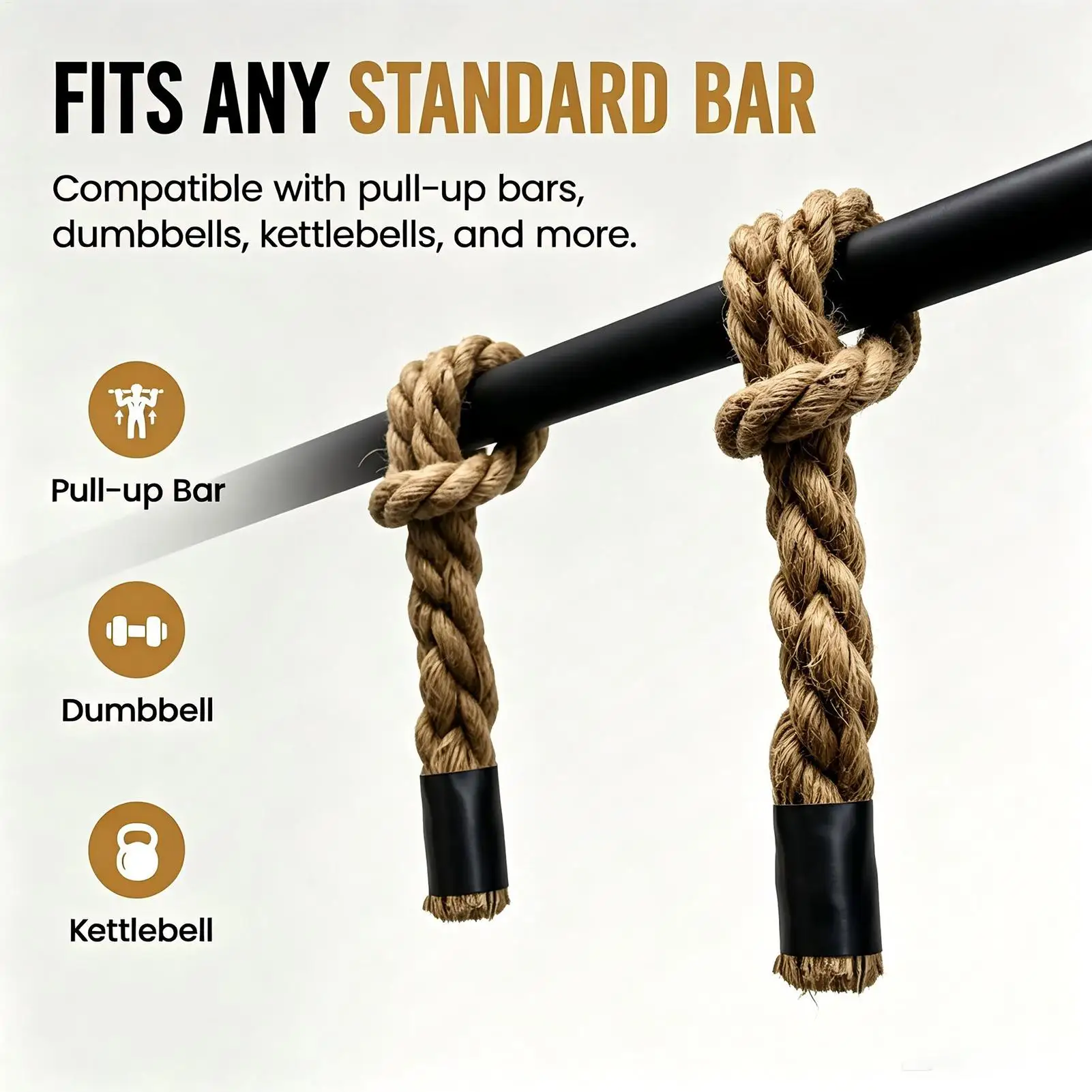 Rope Grips for Pull Ups 2-Piece Reusable Heavy Duty Arm Strength Trainer Pull Up Assist Muscle Exercise for Home Gym Training