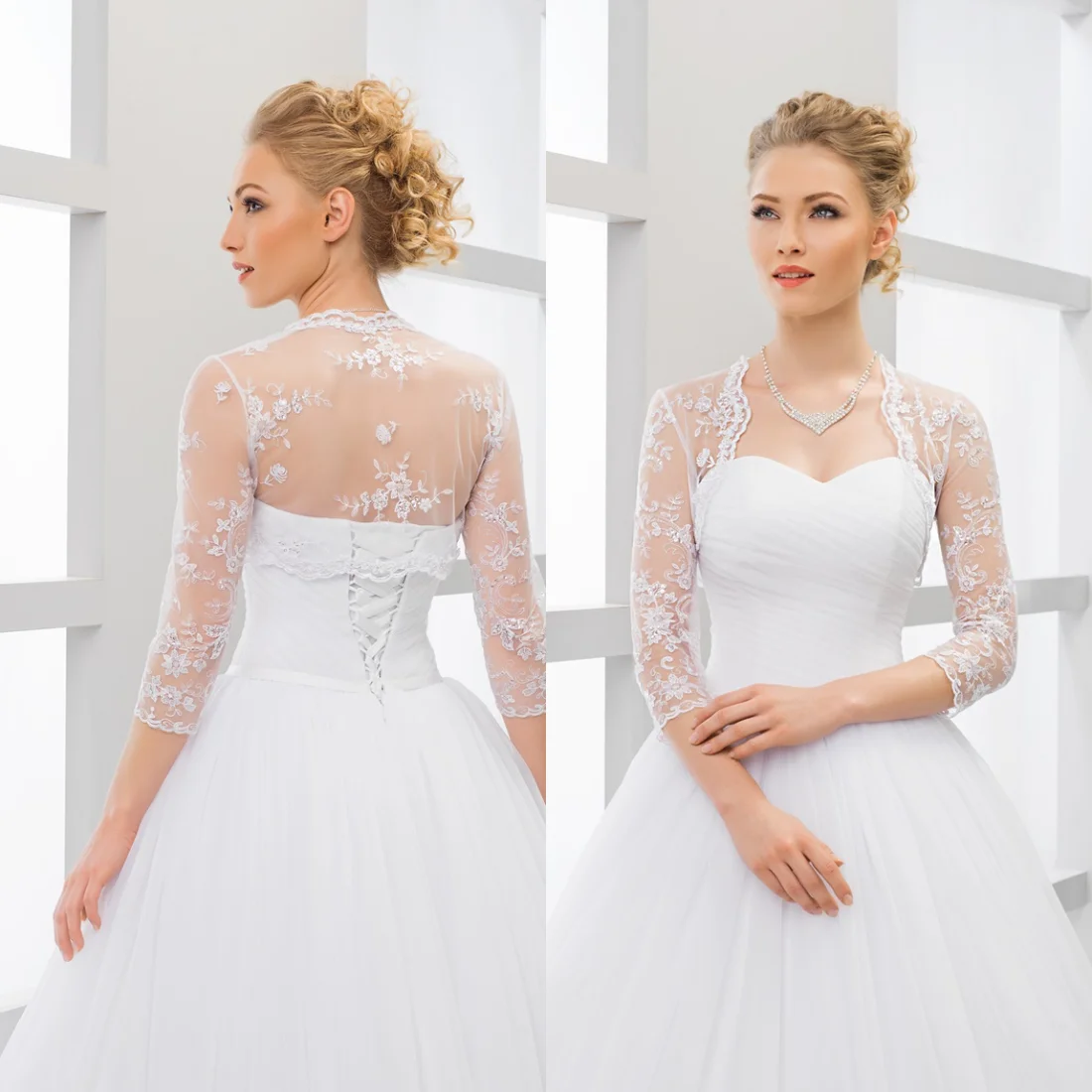  Illusion Bridal Jackets Half Sleeve Open Front Bride Bolero For Wedding Formal Evening Party Women Shoulder Wraps Customized