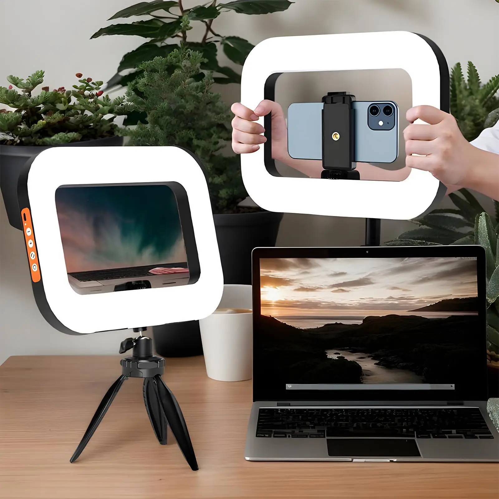 Ring Licht Für Telefon Handheld Stabilisator Kamera Füllen Lampe Anti-Shake Selfie Quadratischen Ring Licht Für Schönheit Make-Up Innen und