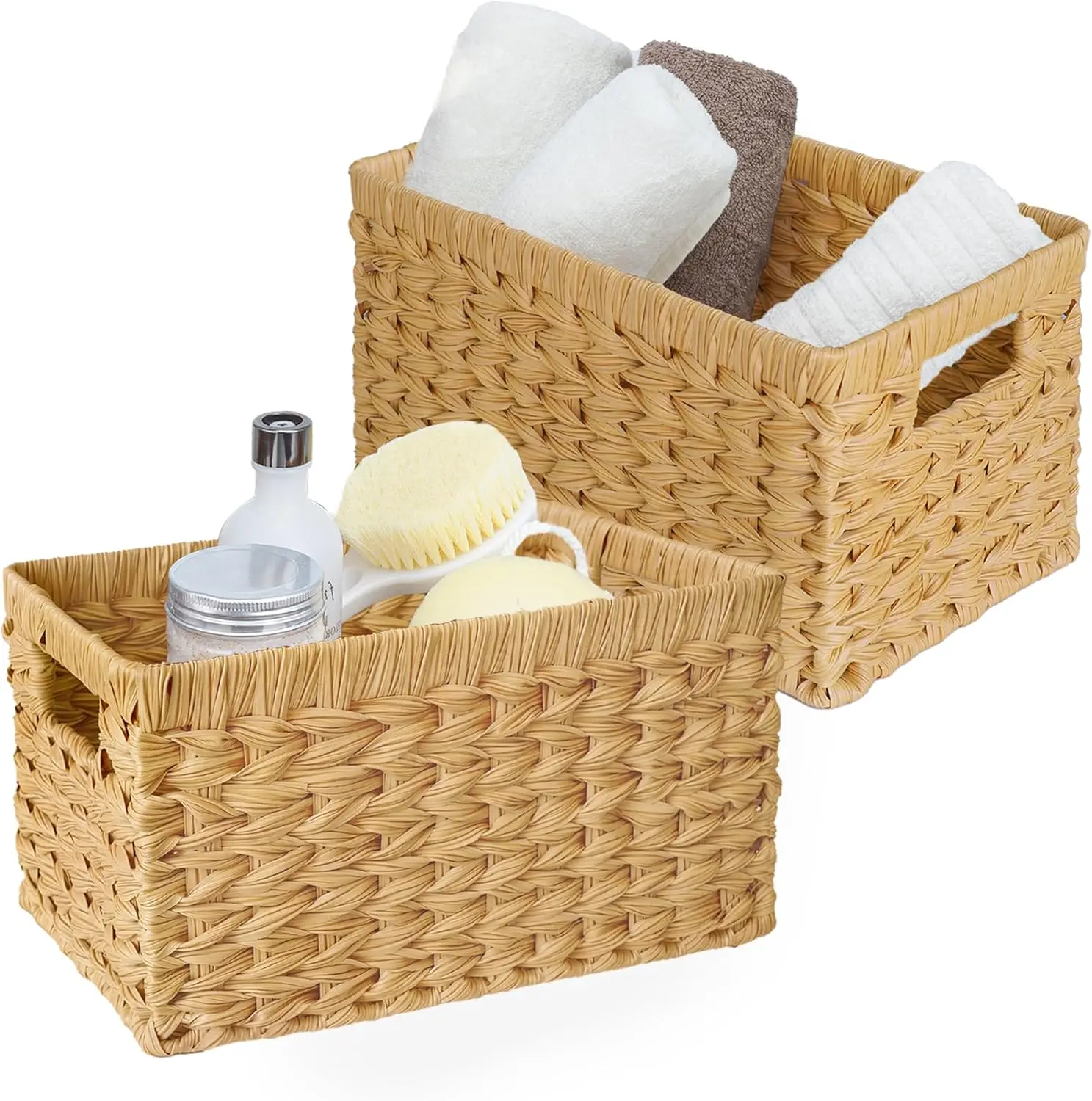 Wicker Storage Baskets, Woven Baskets for Shelves, Waterproof Baskets for Organizing