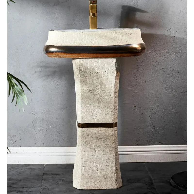 FG-*Carved Phnom Penh Stone Pillar Basin Garden Vintage Washbasin Washbasin Outdoor