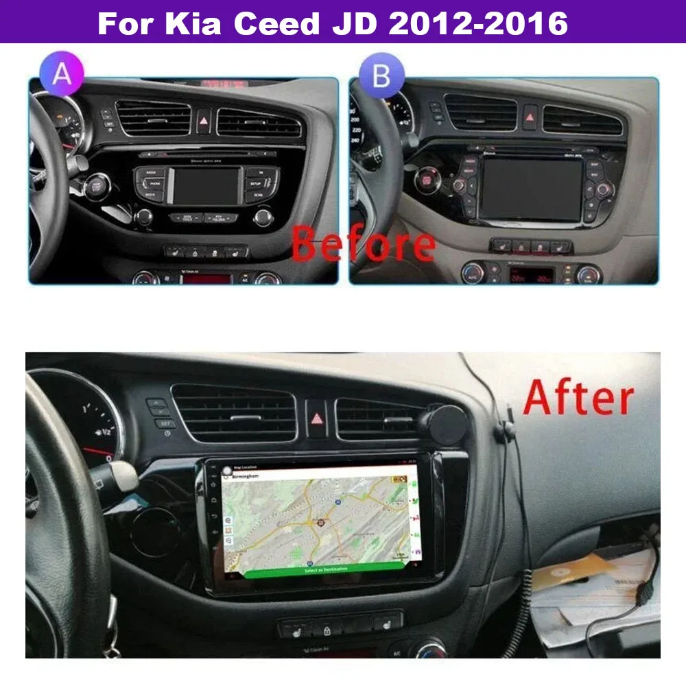 9in 2 + 32G fit für Carplay Auto Stereo Radio Für Kia Ceed JD 2012-2016 Android 14 bildschirm GPS NAVI RDS/Mikrofon Bluetooth