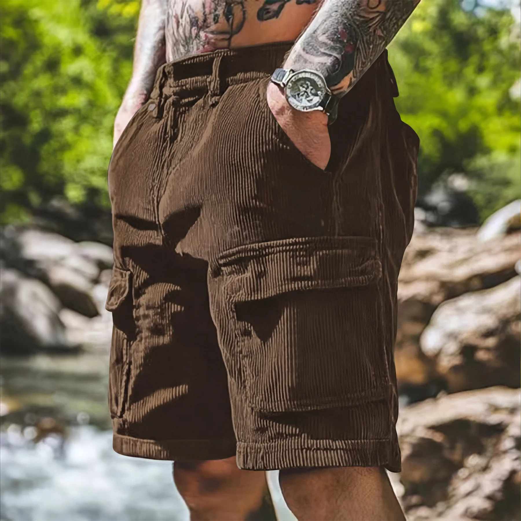 2026 Summer Tooling Shorts Men's Casual Pants Multi-pocket Loose Retro Versatile Five-point Medium Pants