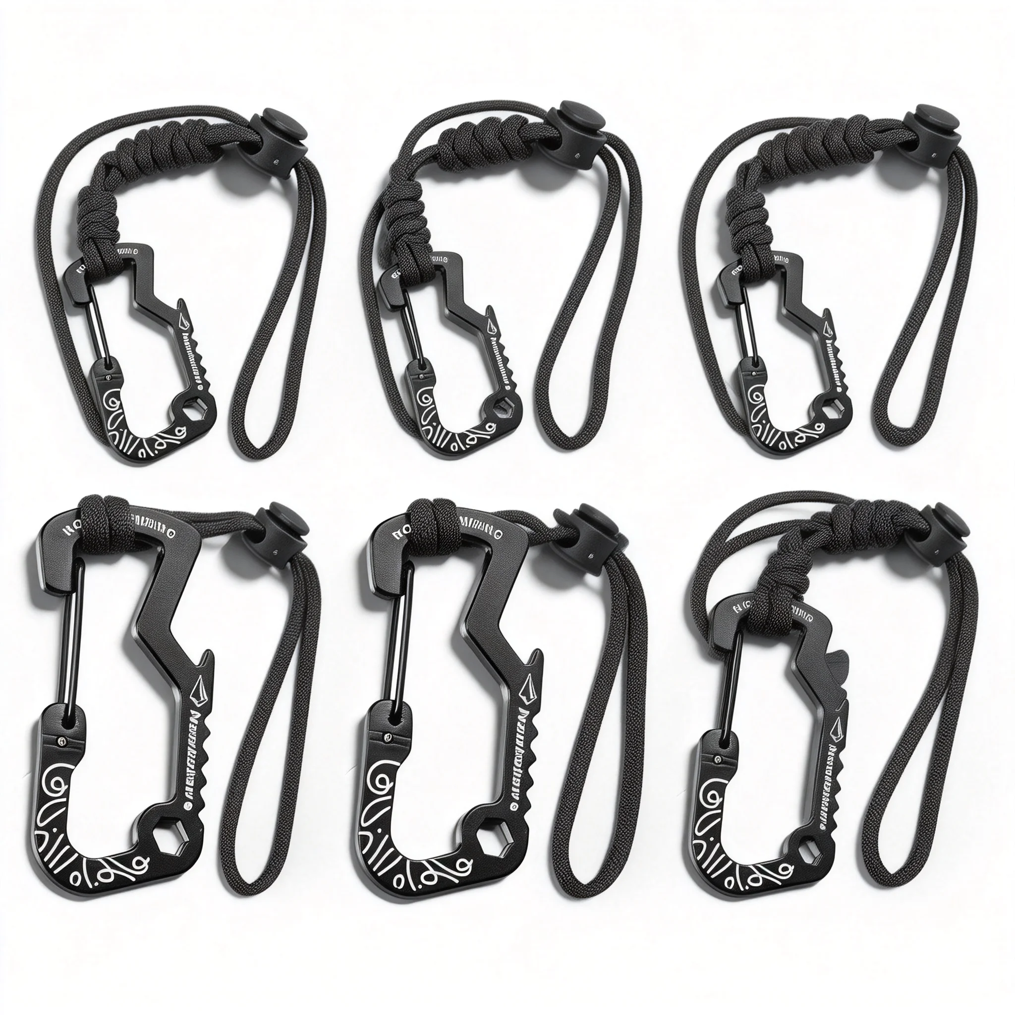 Multifunctional Tactical Hook Carabiner with Paracord Keychain Anti-Loss Rope for Outdoor Camping Hiking Emergency Gear