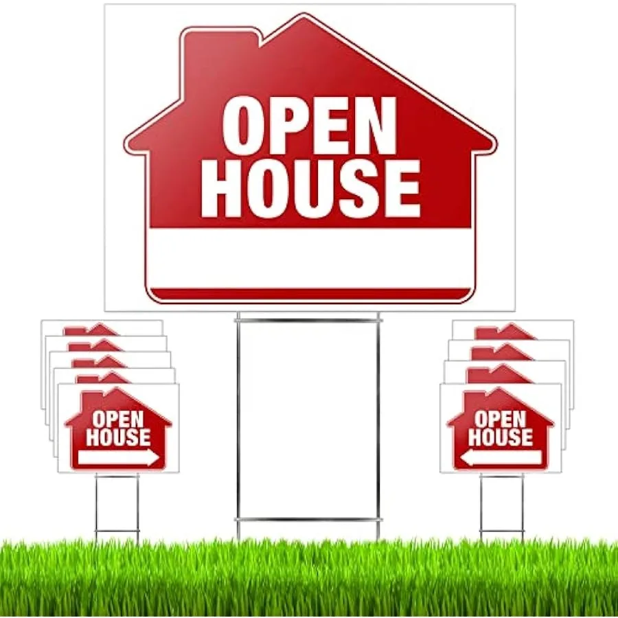 Open House Signs 10 Pack Premium LARGE 24 x 18 Open House Signs for Real Estate with Stakes Professional Double-Sided Realtor S