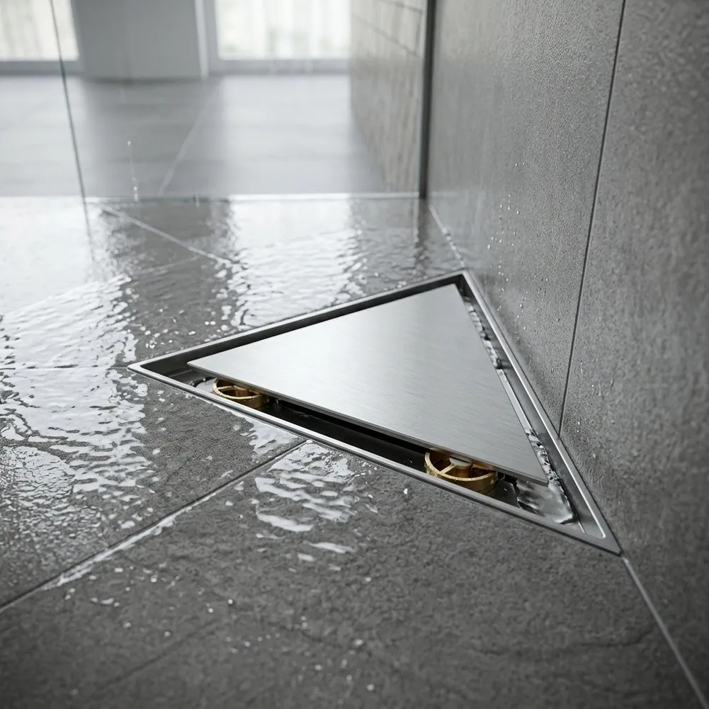 304 Stainless Steel Corner Floor Drain with Triangular Shape for Space-Saving Installation and Effective  304 Stainless
