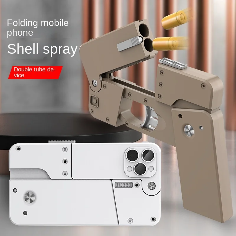 Mobile Toy Gun Throwing Case Foldable Simulation Deformation Soft Bullet Gun IC380 Spray Handgun for Children To Launch