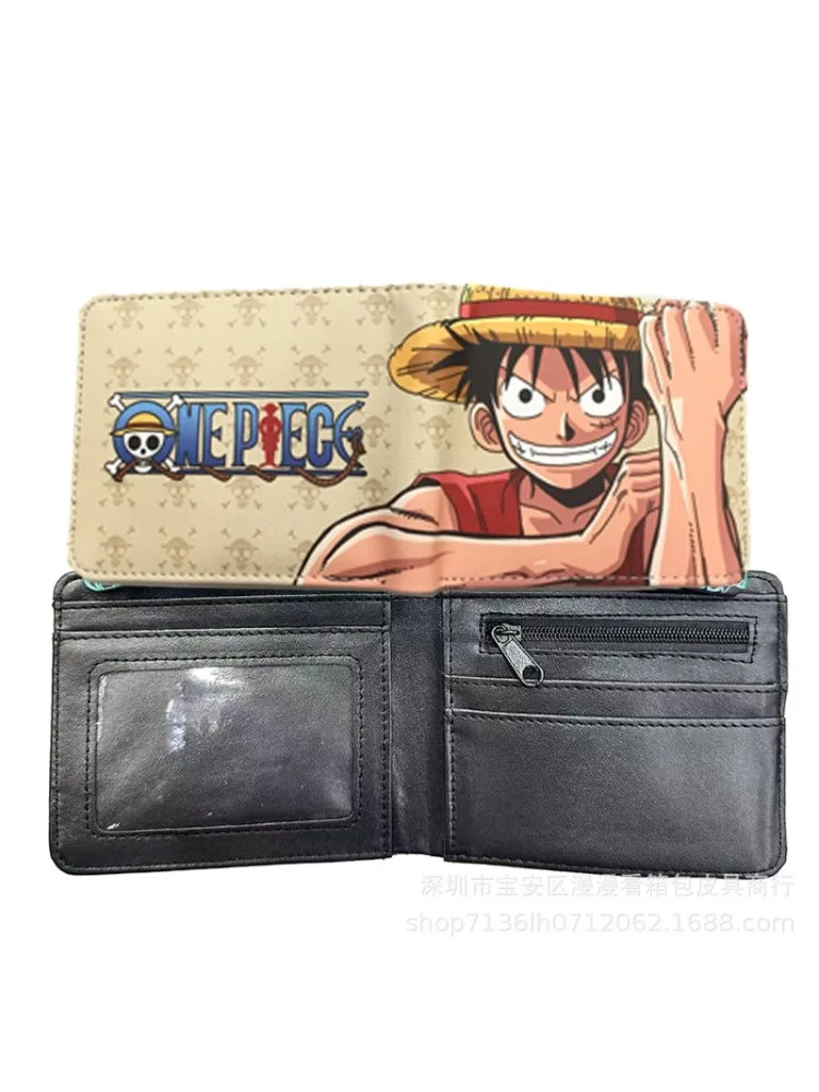 Nouveau portefeuille une pièce en polyuréthane Zoro Luffy Ace personnage portefeuille pliable Portable multi-fonction porte-carte porte-monnaie cadeau d'anniversaire