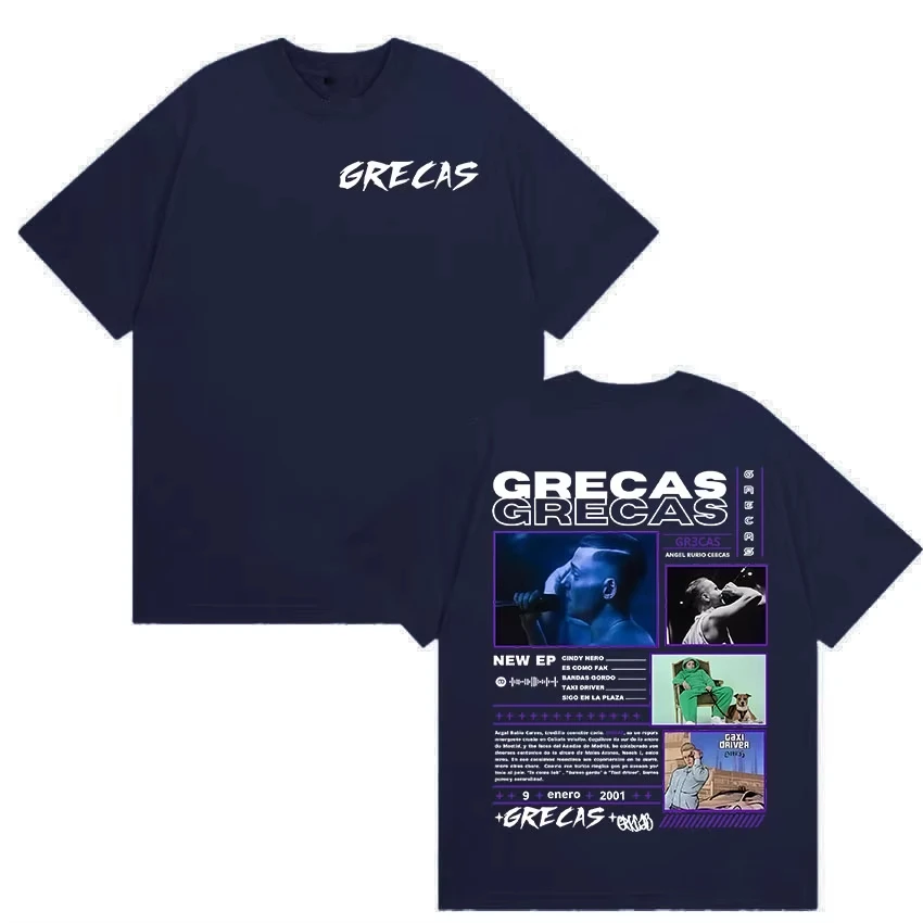 Rapper Grecas Tour 2025 Album Merch T-shirts Men Clothing Fashion Oversized T-shirt Casual Hot Sale Short Sleeve Tees Streetwear