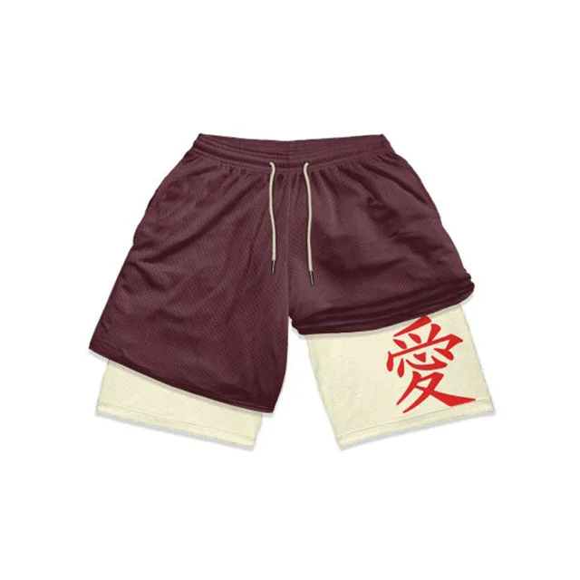 Short de course 2 en 1 pour homme, pantalon de sport avec poches, short d'entraînement pour homme, short d'anime, entraînement, yoga, gym