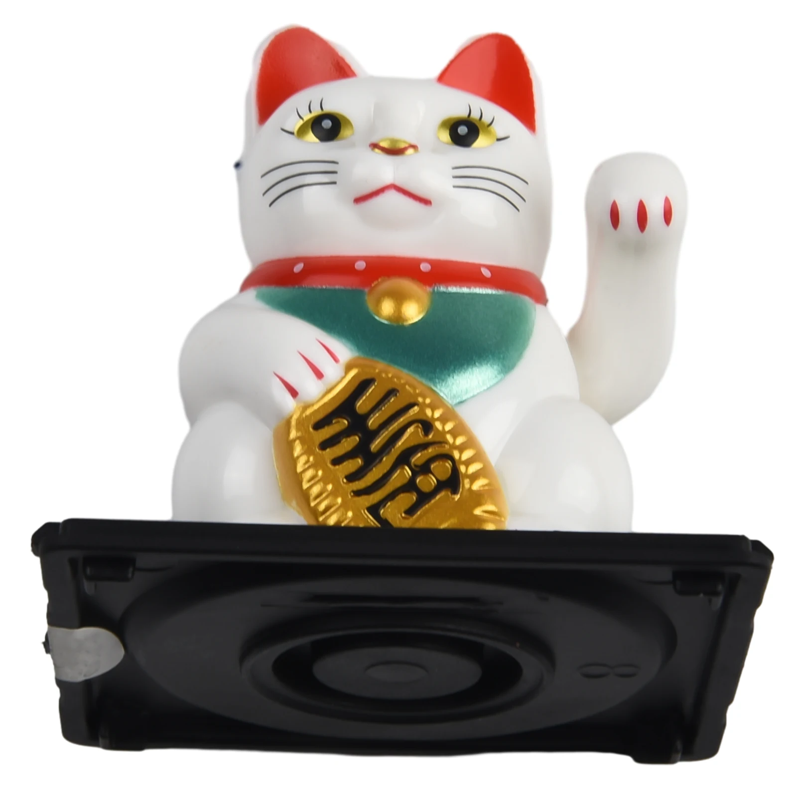 Waving for solar Powered Lucky Cat Decoration with Golden Ingot and Design for Home Office and Car Waving for solar