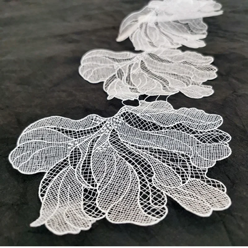 Lace Woven Ribbon Embroidered with Flower Clusters White Lace with Fairy Charm Court Style/forest Style Designer Accessories