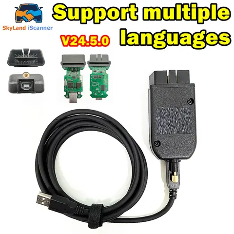 최신 Vag HEX V2 인터페이스 ATMEGA162+ATF16V8BOL OBD2 스캐너 도구 VW/AUDI/Skoda 지원 다국어 빠른 배송 