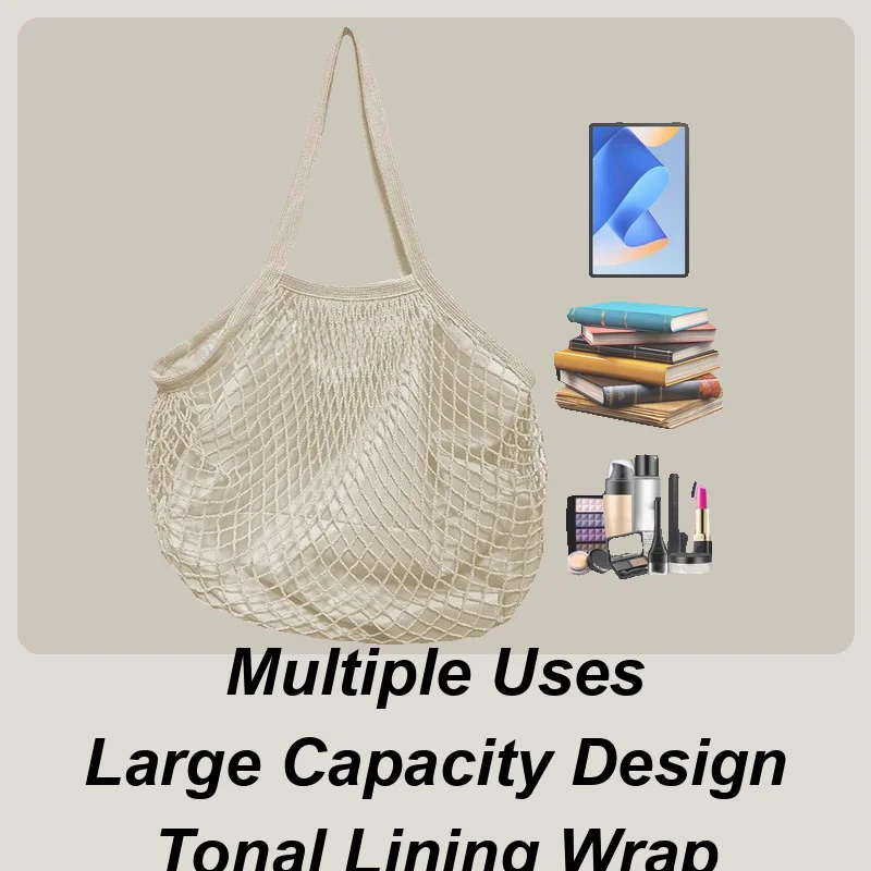 

Mesh Net Bag Reusable Cotton String Shopping Bags Long Handle Large Capacity Shoulder Tote Stretchable Produce Organizer For