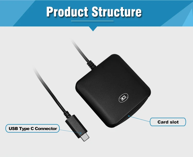 Portable ISO 7816 Type C Smart USB EMV Chip Card Reader Writer ACR39U-UF