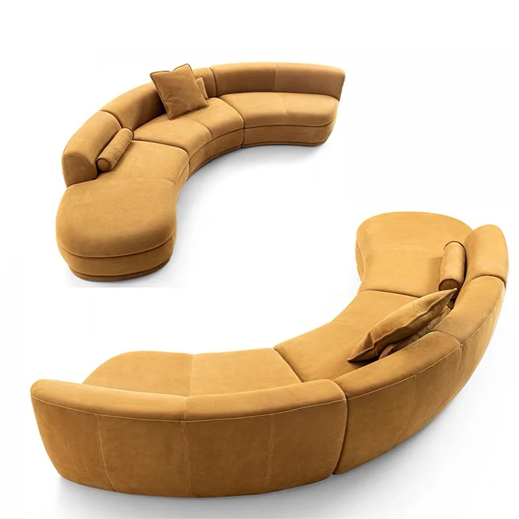 Living Room Furniture Sectional Curved Circular Lounge Sofa Luxury Fabric Sofa Set