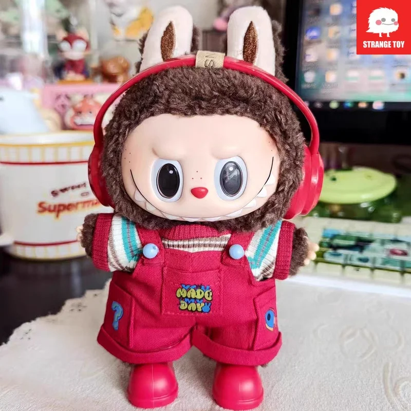 

Для Labubu Bubble Matra Labubu комплект одежды для куклы красные комбинезоны обувь наушники аксессуары для кукол подарок на день рождения для девочек