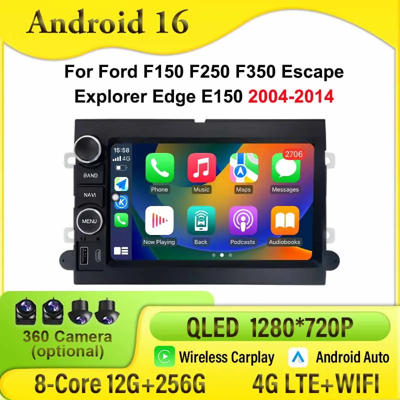 Carplay 4G Android Car Intelligent Systems for Ford F150 F250 F350 Escape Explorer Edge E150 2004-2014 GPS Navigation WIFI BT