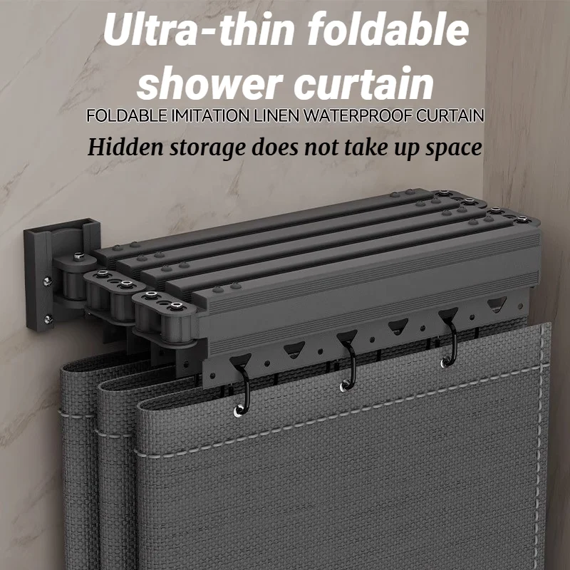 

Waterproof And Mildew Proof Invisible Folding Shower Curtain, Bathroom Partition Curtain, High-end Space Saving Design