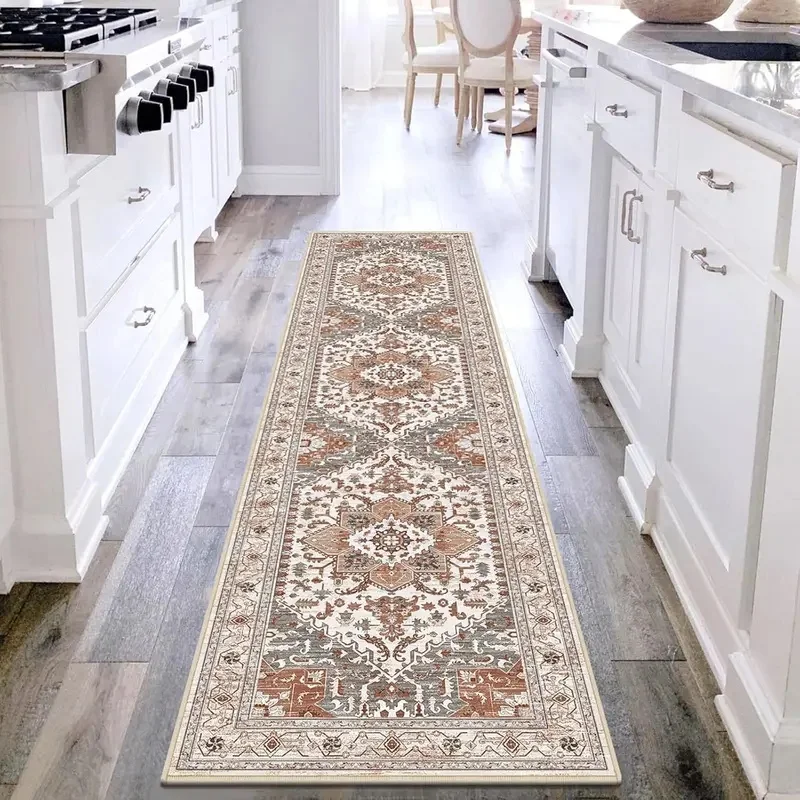 VIKAMA 3-Piece Non-Slip Toilet Mat Set Ocean Seashell Print Absorbent Soft Bathroom Rug Decor
