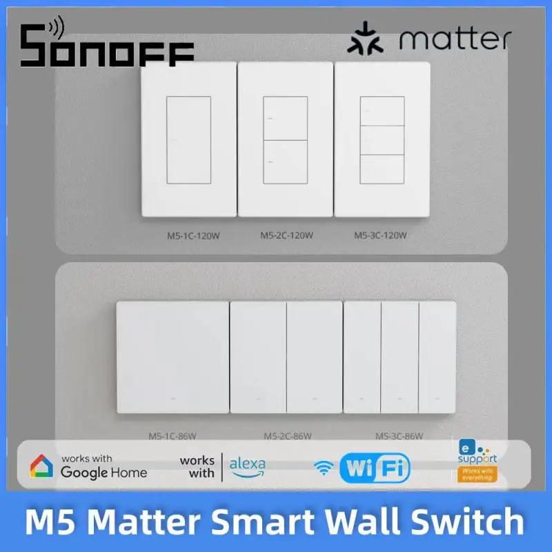 NEW SONOFF SwitchMan M5 Matter Switch White Wifi Smart Wall Work With Ewelink Apple Home Alexa Goole Home Assistant Smartthings