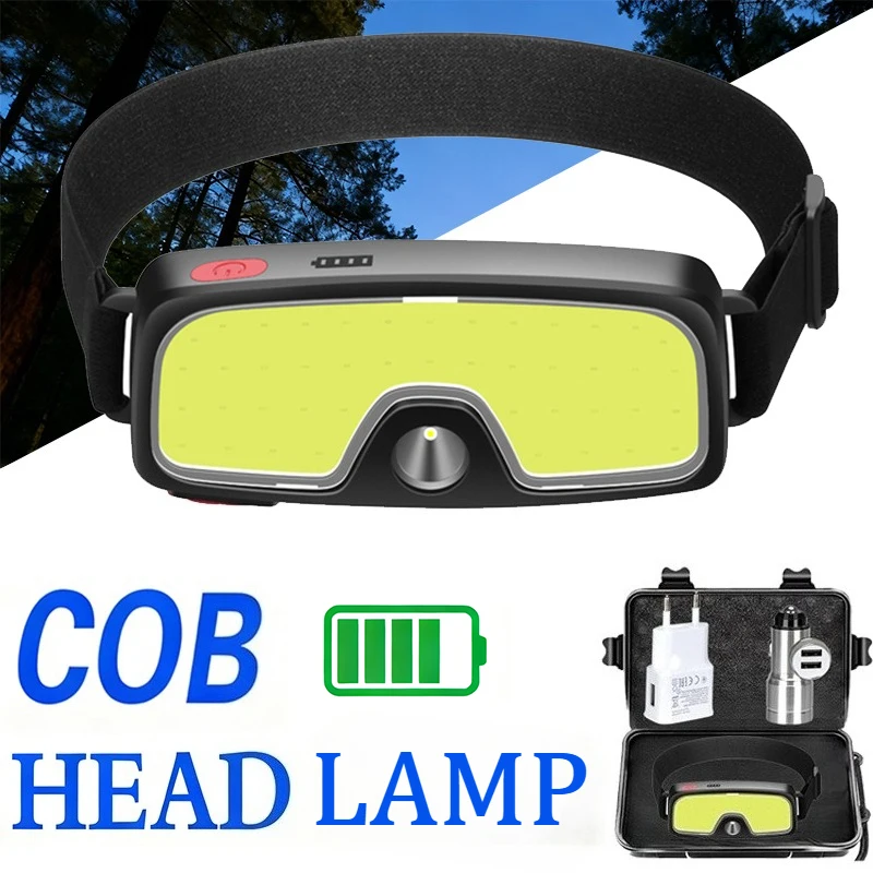 

Мощный налобный фонарь COB с зарядкой Type-C/USB, встроенный аккумулятор, водонепроницаемый фонарь для рыбалки, кемпинга и активного отдыха