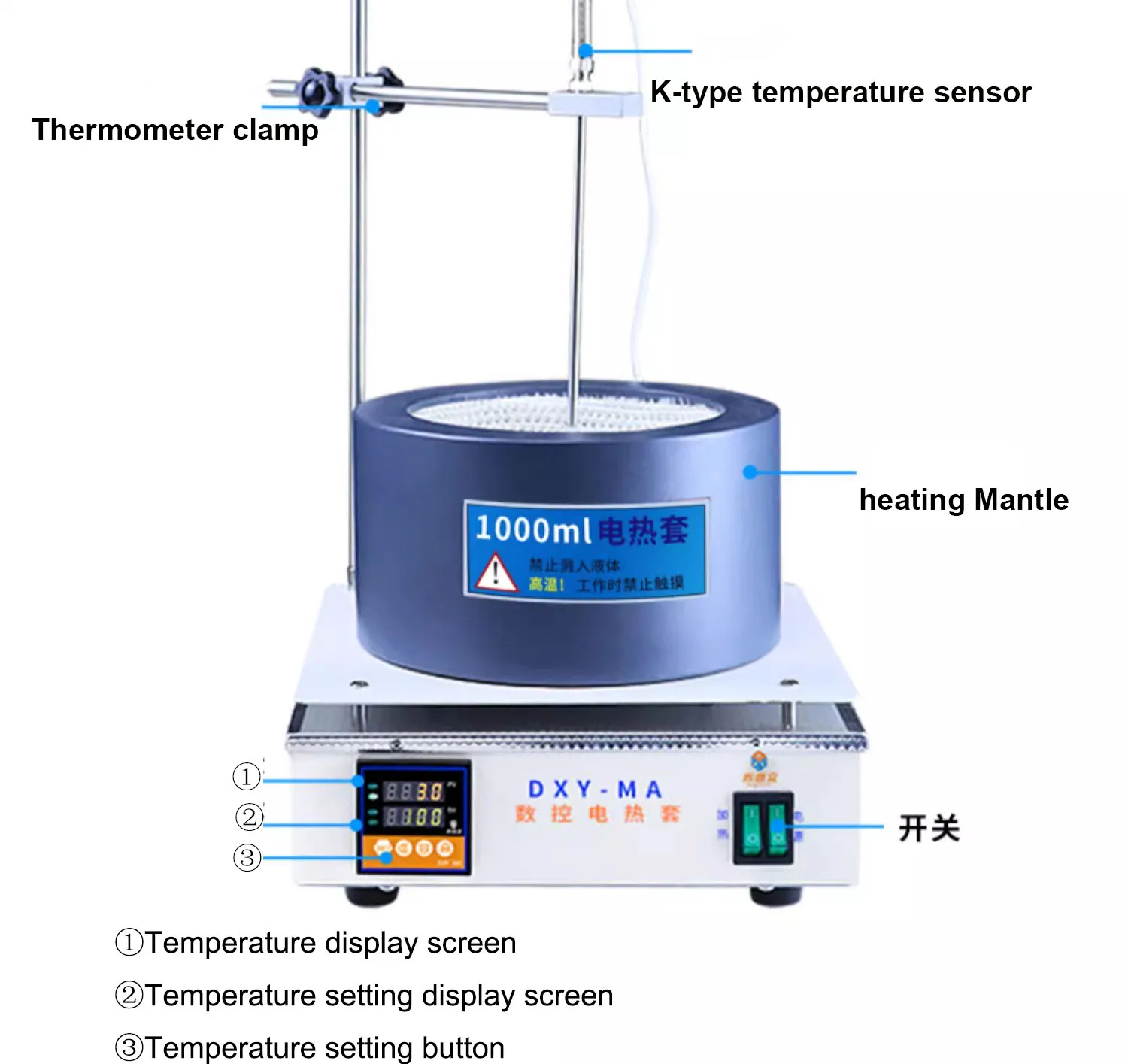 温度制御付きの電気水筒,実験室用暖房装置,1000ml