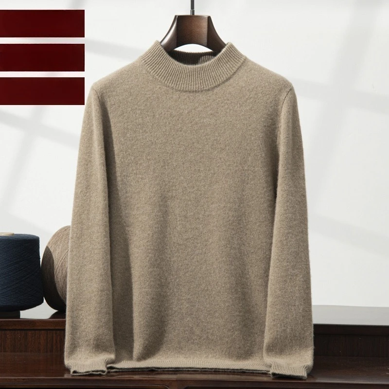 Cashmere Sweater Men's Cashmere Half Turtleneck Round Neck Pullover Sweater Autumn Winter Men Clothes