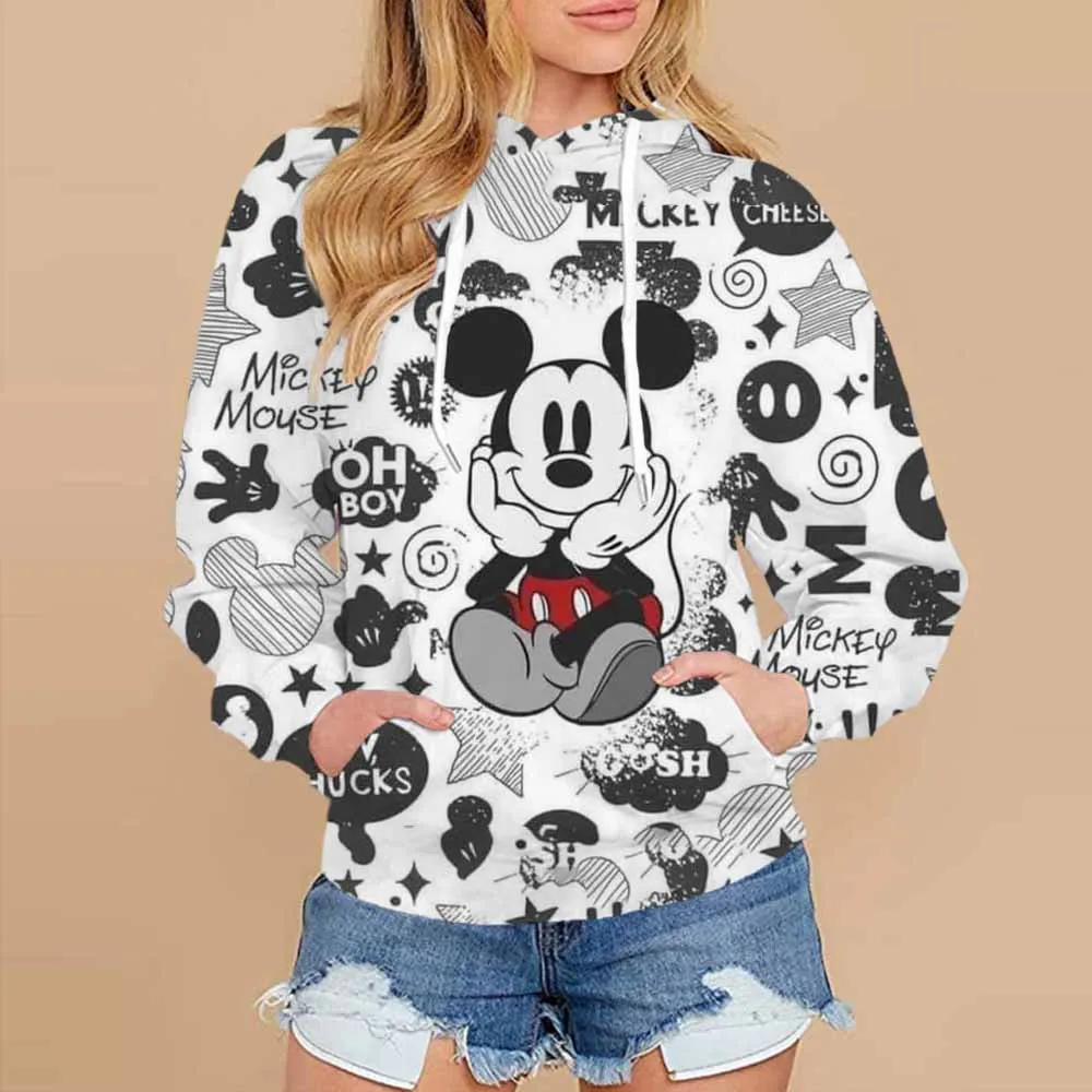 Disney Minnie Mickey Mouse Kawaii regalo Kpop divertente felpa con cappuccio moda Cartoon Graphic felpe felpa donna abbigliamento invernale donna