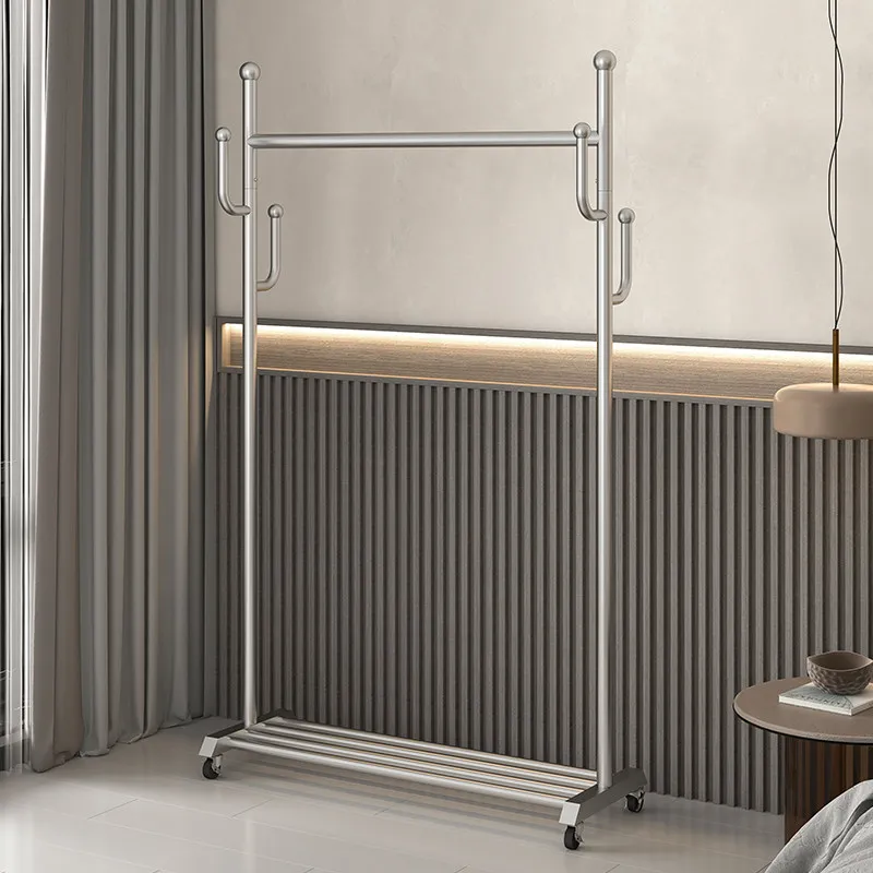 Perchero de Lujo de Hierro con Ruedas, Organizador Moderno para Balcón, Perchero Móvil para Ropa, Mueble de Pasillo