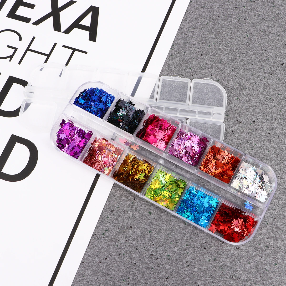 

12pcs Nail Sequins Decoration Stickers Rhinestones Maple Leaves Manicure Decals DIY Art Supplies Party Accessories Christmas
