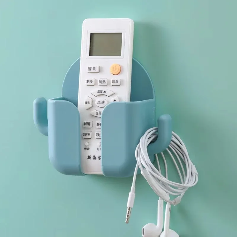 1pcs Punch‑free Wall Mount Stand Mobile Phone Holder Bedside Container Rack Remote Control Organizer Storage Box Practical Gift