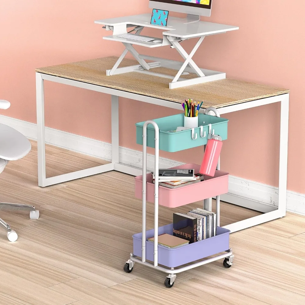 

3-Tier Heavy Duty Metal Utility Rolling Cart, Sturdy, Heavy Duty,Multicolor